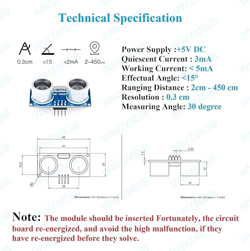 Image of WWZMDiB 2 Pcs HC-SR04 Ultrasonic Sensor Module Compatible with for Arduino R3 MEGA Mega2560 Duemilanove Nano Robot XBee ZigBee (5 Pcs HC-SR04 Ultrasonic Sensor)