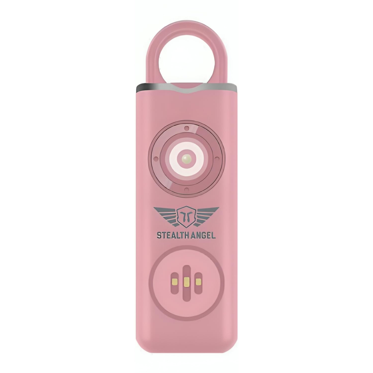 Stealth Angel Survival - Self Defense Alarm Keychain, LED Flashlight with Strobe Light Rechargeable (Pink)