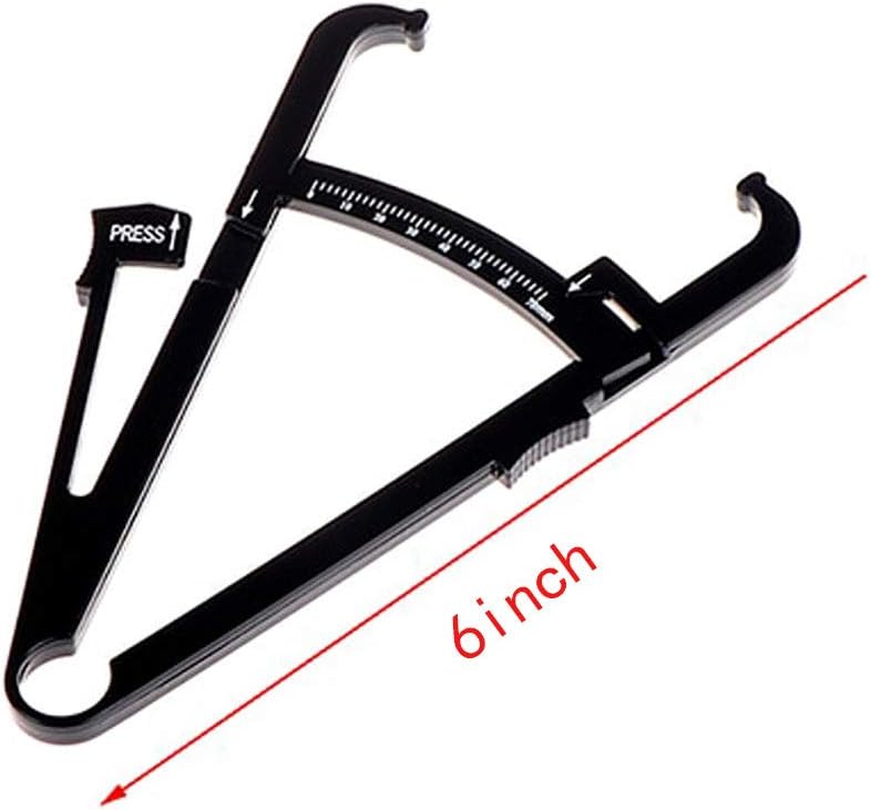 Asver Black Color 70mm Skinfold Body Fat Monitor, Fat Caliper BMI Tape Measure Set, with Measurement Chart Caliper Health Care Tool Bodybuilding Gift : Health & Household