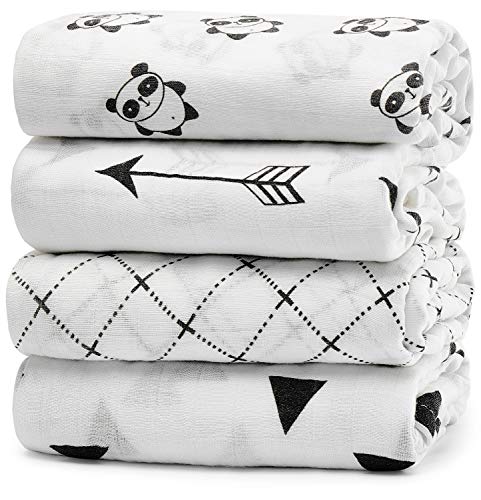 KiddyCare Baby Muslin Swaddle Nursery Blanket for Newborns | Bab Blankets for Boys/girls | Baby Cotton Blanket Gift for Newborn Babies 4-Pack