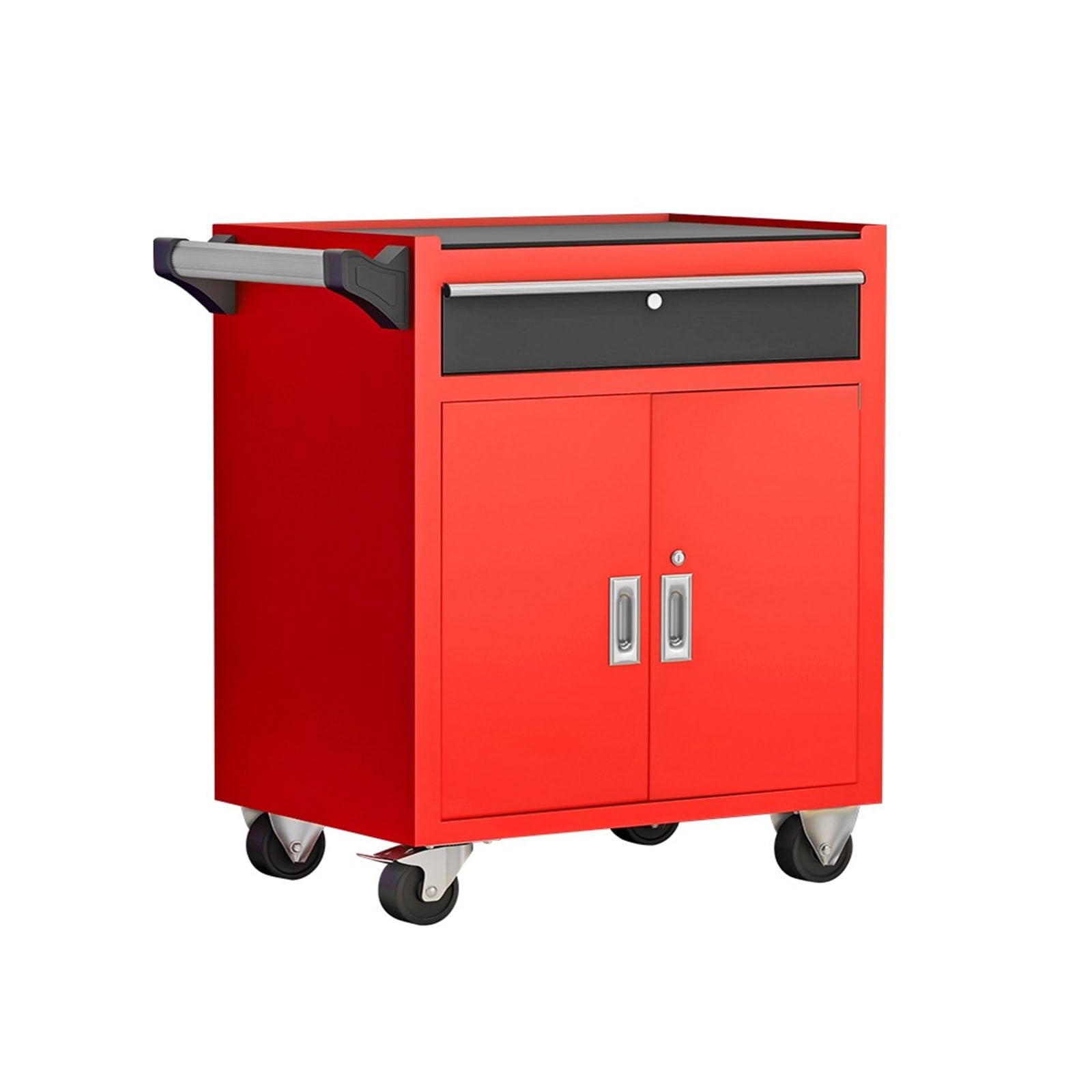 Fzl02068lm Red Tool Case Heavy-Duty Mobile Tool Cabinet - Industrial Steel Cart With Wheels And 1 Drawers For Workshop And Repair Storage Solution(Red)