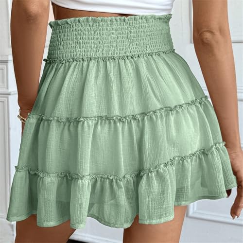 Flowy Skorts for Woman Dressy Casual High Waisted Ruffle Tiered Shorts Cute Summer Beach Vacation Boho Y2k Mini Skirt4