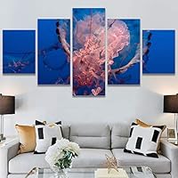 SIGNWIN 5 Panel Canvas Wall Art Neon Clouds for Home Decorations Ready to Hang - 60