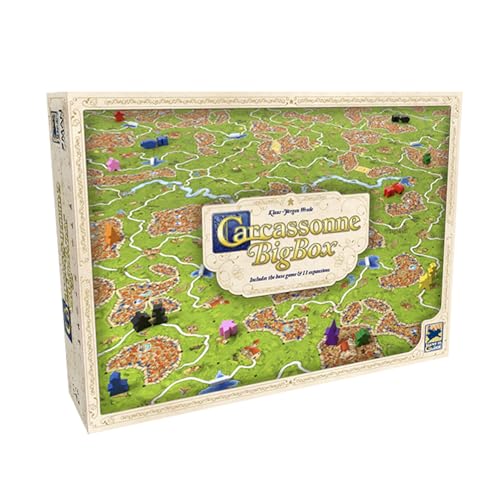 Hans Im Gluck Carcassonne Big Box Board Game (2025 Edition) - Complete Tile Placement Strategy Game with 11 Expansions & Base, Family Fun for Kids & Adults, Ages 7+, 2-6 Players, 30 Min Playtime