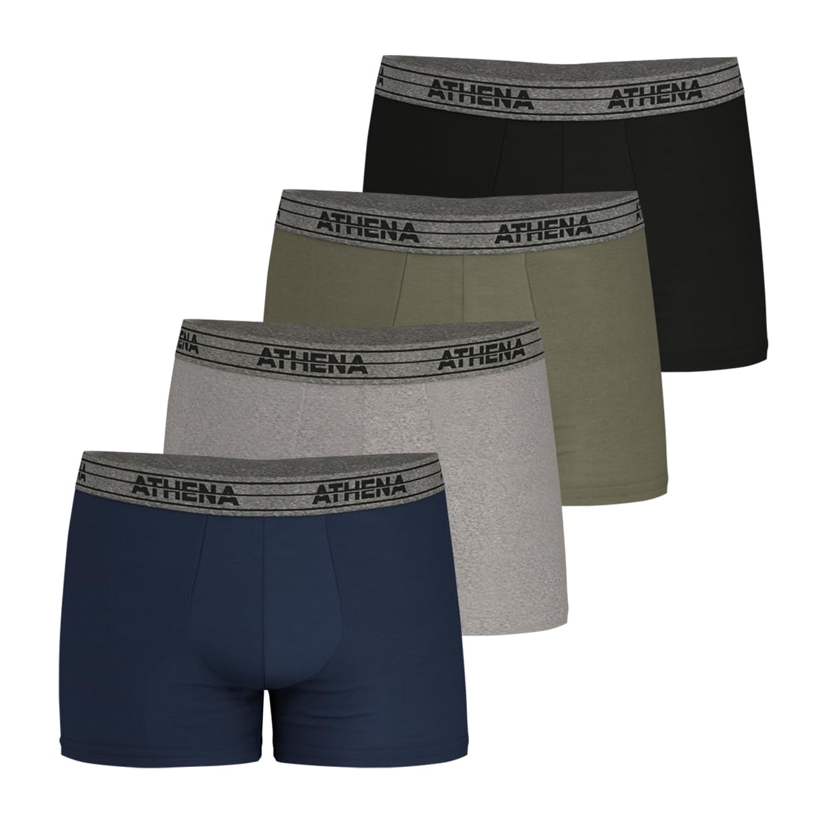Athena Pack Of 4 Basic Cotton Hipsters Men's Black+Khaki+Anthracite Grey Large