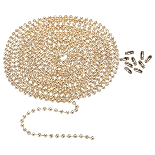 PATIKIL 120 Inch Ball Chains, 3mm Ball Chain Bead with 18 Pcs Matching Connector Clasp for Necklace Hanging, Tag Rings, DIY Crafts, Gold Tone