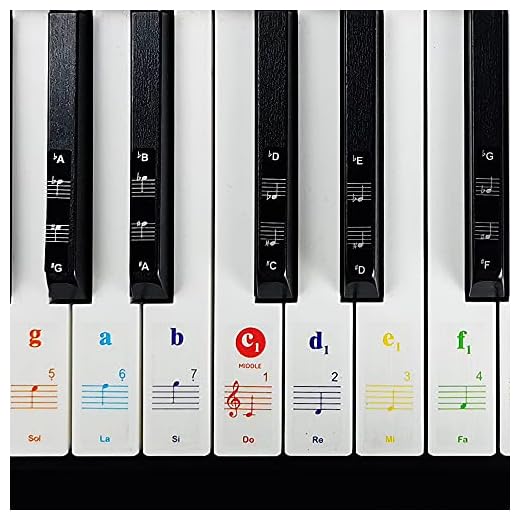 Imelod Pegatinas para teclado o piano para teclado de 49/61/76/88, juego completo de pegatinas para teclas blancas y negras, transparentes y extraíbles, perfectas para niños y principiantes(coloridas)