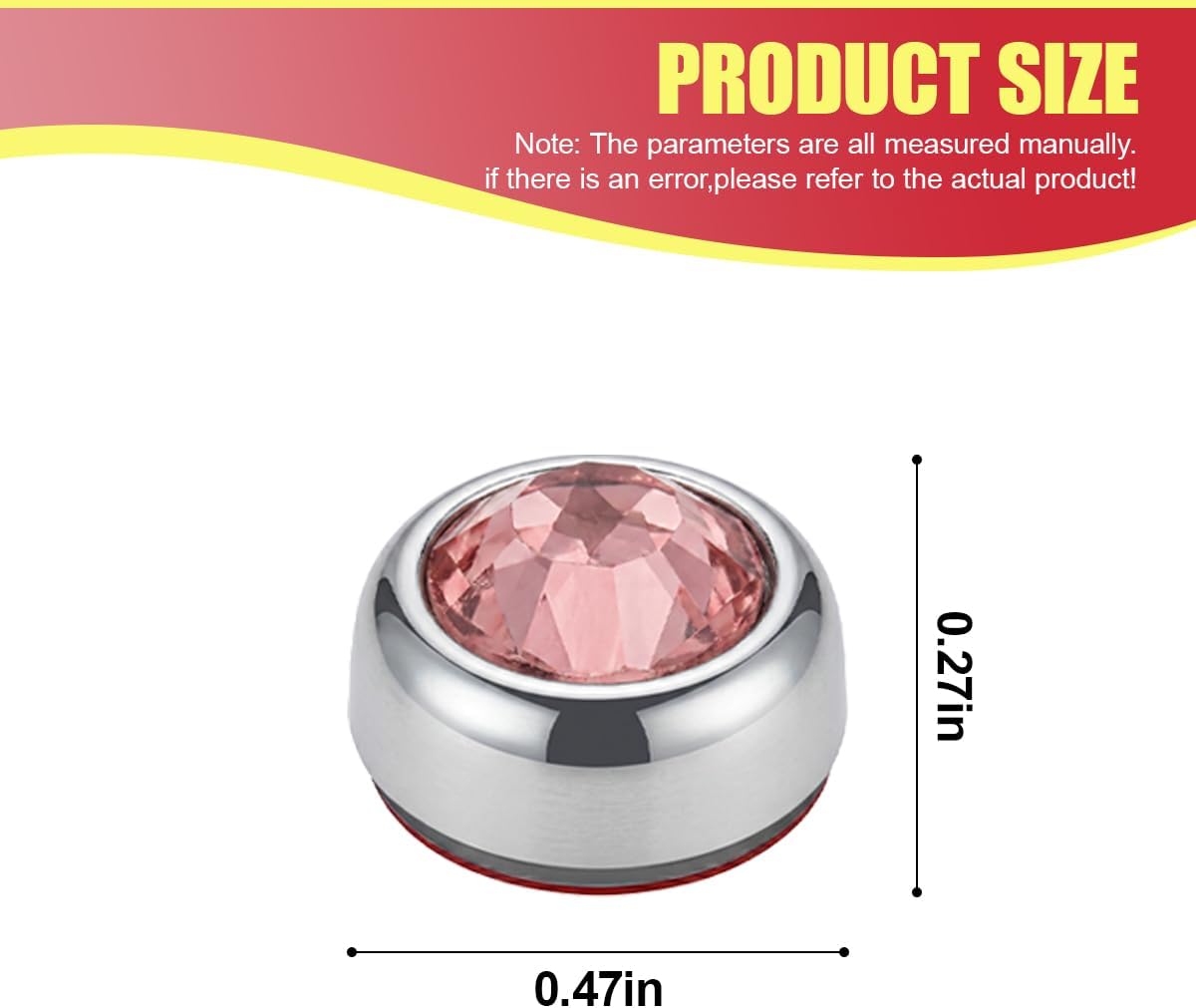 Craedli 6PCS Bling Rhinestone Stickers Car Decals Round Emblem Badge, Pink image 2
