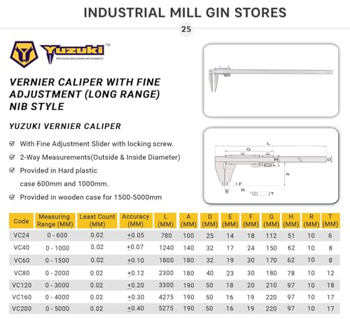 Image of Yuzuki Stainless Steel Vernier Caliper, 600 mm /24 inch (Silver)