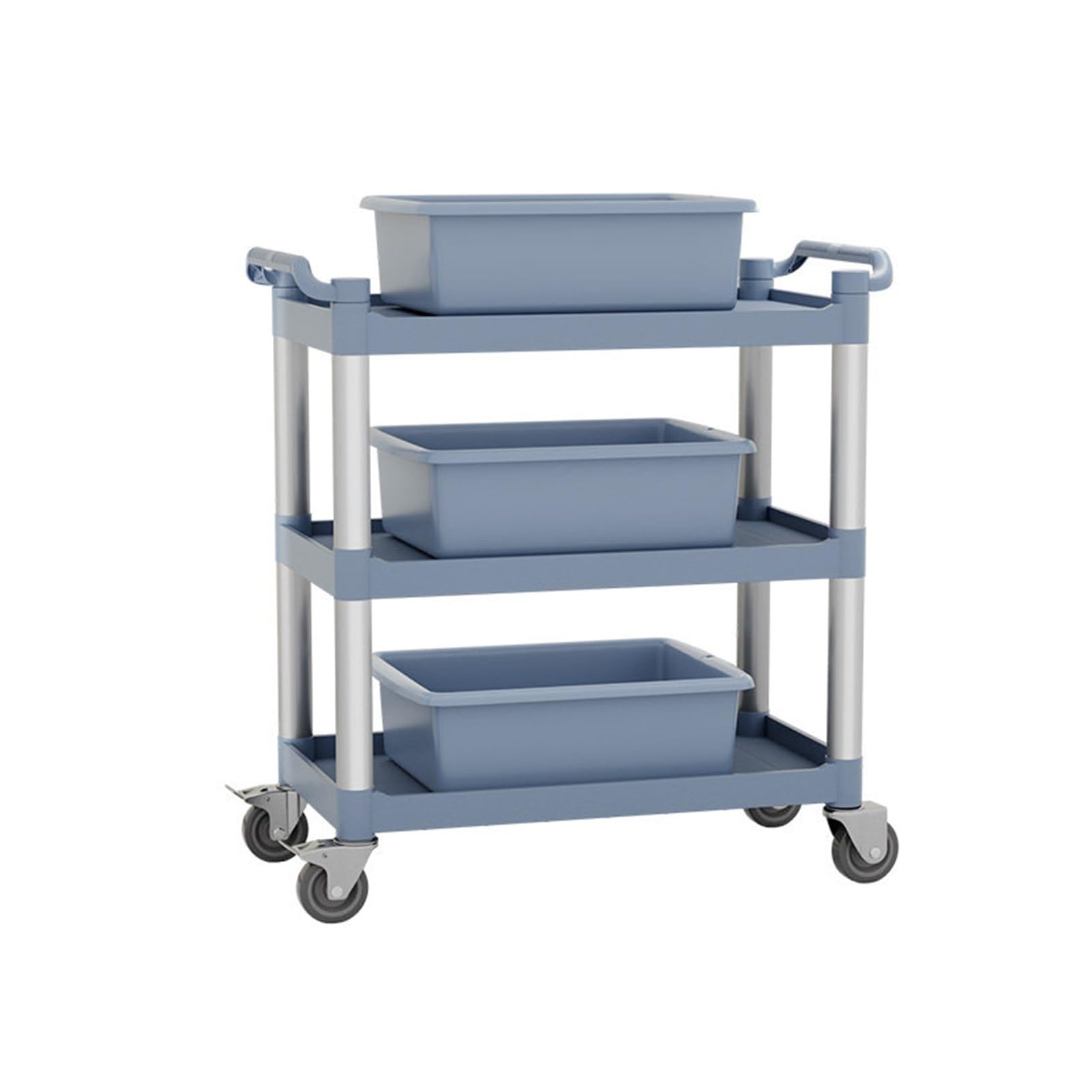 Heavy-Duty Restaurant-Specific Trolley,Service,Load Capacity 390 Lbs,Double Handle Design,Comes With 3 Bowls(Gray,Large)