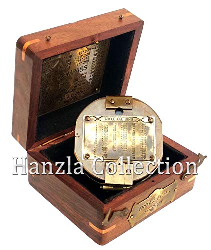 Brújula Náutica Antiguo Acabado en Caja de Madera miniatura 7