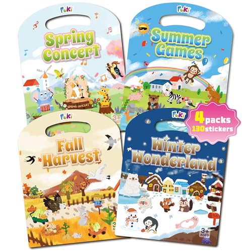 FOKI Reusable Sticker Books for Toddlers 2-4, 4 Sets 130 Jelly Stickers - image 7