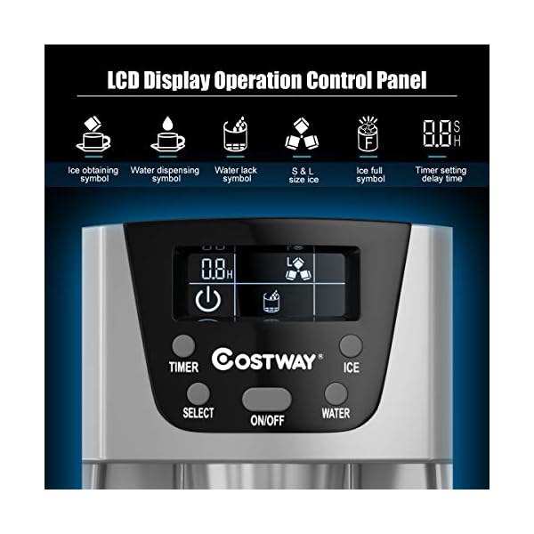 COSTWAY 2 in 1 Countertop Ice Maker with Builtin Water Dispenser
