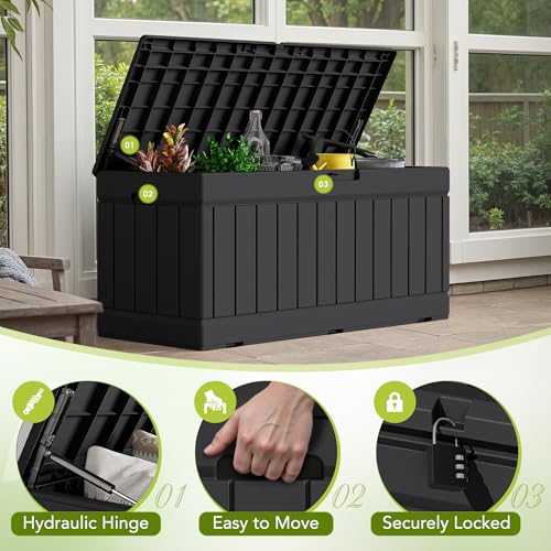 Devoko 78 Gallon Deck Box, Waterproof Resin Outdoor Storage Box - Image 2