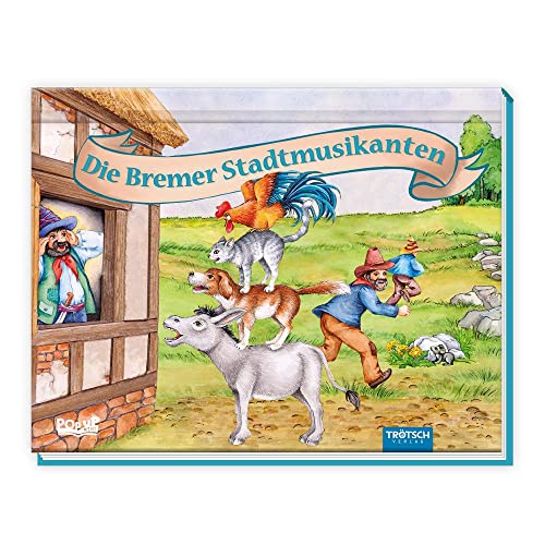 TRÖTSCH - Märchenbuch Pop-up-Buch 'Die Bremer Stadtmusikanten'| Pop up Märchenbuch im handlichen Format mit Aufklapp-Szenen: Märchenbuch mit zauberhaften Illustrationen | Ab 3 Jahren