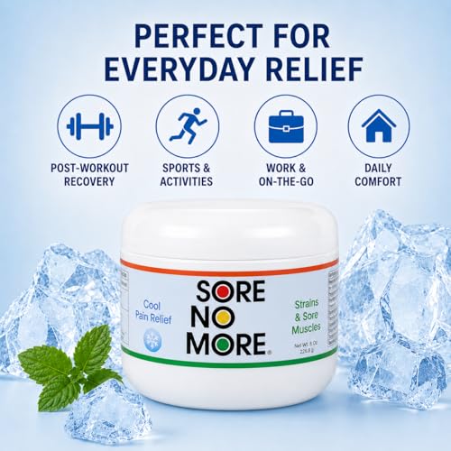 Image of Sore No More Cool Relieving Gel for Muscles & Joints Aches & Pains Associated with Strains, Bruises & Sprains | Absorbs Quickly with a Refreshing Lemon Aroma | 8 oz Jar