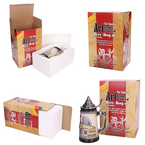 Wrendefull 0.85Lbeer Stein With Matel Pewter Lid Stanley Steel Germany Oktoberfest Tankard Eagle Bierkrug Drinking Glass Horn Beer Stine Mug For Men Can At Christmas Ornaments Cup Broeder Horse #TOP6