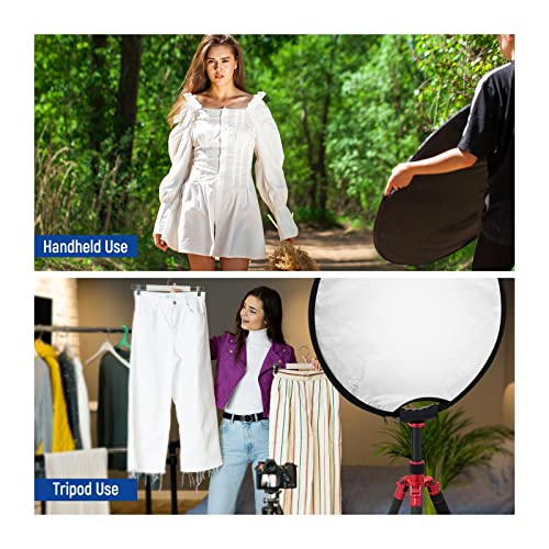 Image of NEEWER 22 inch /56cm Light Reflector with Handle Grip with 3 /8 inch Thread, 5 in 1 | Foldable Disc Light Diffuser, Translucent /Silver /Gold /White /Black, for Photography Lighting, Outdoor Lighting, RF-56II