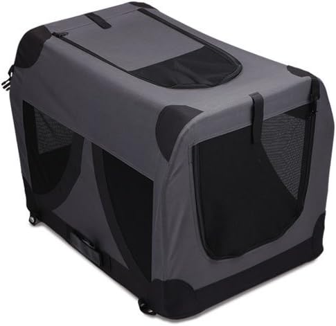 M-PETS Comfort Crate Foldable Dog Crate – Portable Wire & Oxford Soft Crate with Metal Frame, Quick Setup Travel Kennel (XXL)
