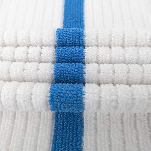POLYTE Microfiber All-Purpose Ribbed Terry Bar Mop Towel for Home, Kitchen, Restaurant Cleaning (15x18, White w/Blue,Orange Stripe) 24 Pack