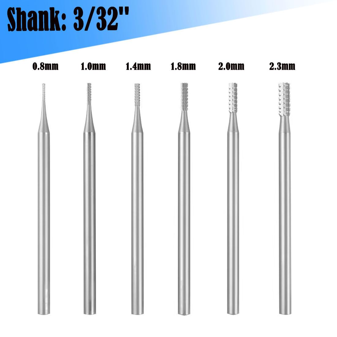 6 Pcs 3/32" Shank Cylindrical Cross Cut Burr (008-023) — Amazon image 2