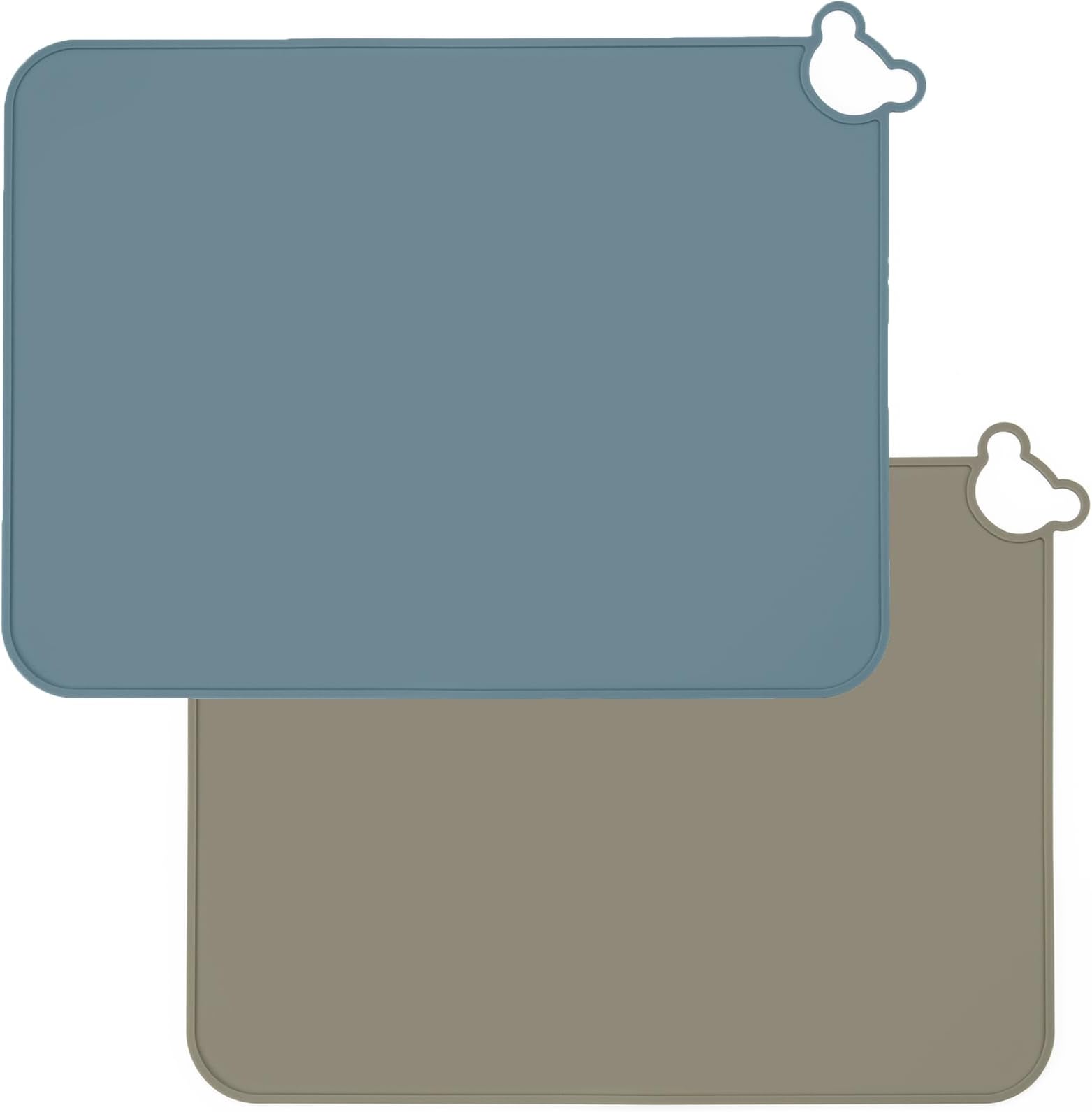 Silicone Baby Placemat With Teething Edge - Rollable Travel Mat For Dining, 12x11 Inch, BPA Free (Gray)