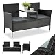 Rattan Gartenbank Monaco von Juskys mit Tisch und Kissen