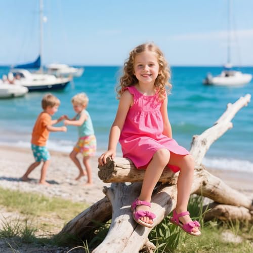 Image of Girls Dress Sandals Comfy Hook and Loop Summer Shoes for Toddlers