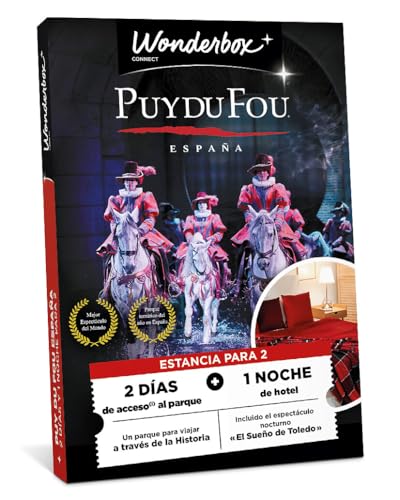 WONDERBOX Connect - Caja Regalo - PUY du FOU España - Estancia - 2 entradas para 1 día para el Parque + 1 Noche para 2 - Espectáculo Nocturno El sueño de Toledo - Válido Durante 27 Meses