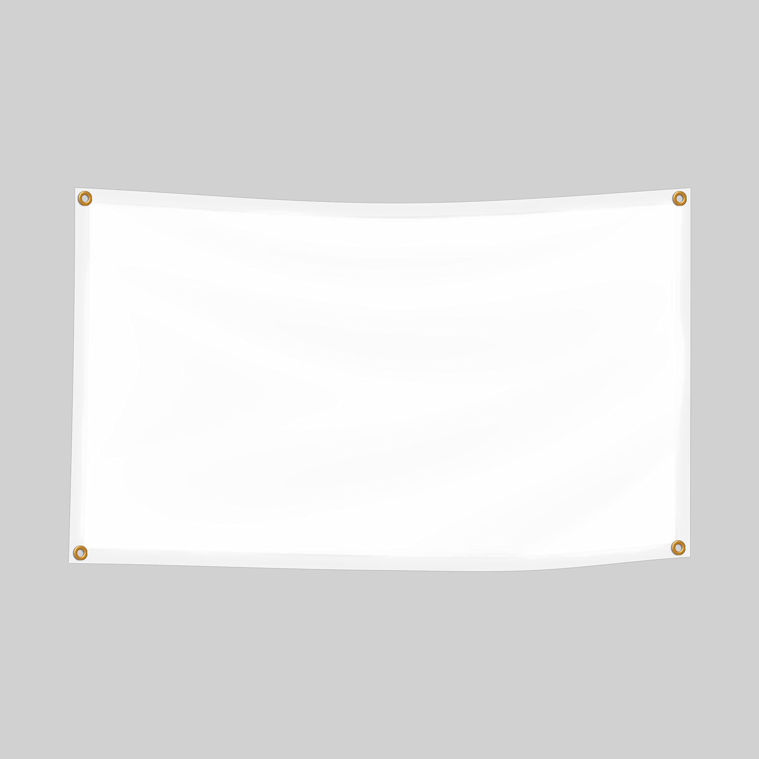 Blank Vinyl Plain Banner, 11 Oz Waterproof Lightweight Foldable DIY PVC Flex, Schools Home Office Store Advertising Indoor Outdoor Use, Hemmed Edges with Grommets (10'W X 4'H, White)