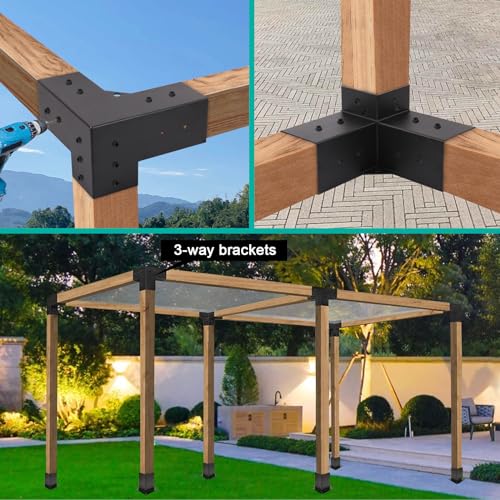 4pcs4x43waypergolabracketsand4pcspostbracketsetforfixingthewoodenbeamspavilionsand0utdoorwoodenpavilions Urban Country Home Decor 4pcs 4×4 3 way pergola brackets and 4pcs post bracket set for fixing the wooden beams pavilions and 0utdoor wooden pavilions urban country home decor