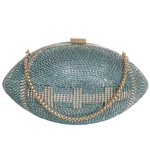 Image of Women Rhinestone Football Shaped Handbag Chain Crossbody Shoulder Bag Football Purse | Rugby, Unique, Novelty, Football