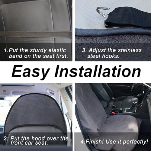 nbnhxnff Sweat Towel Car Seat Cover Protector Front Seats for Gym Workout, Running, Swimming, Beach and Hiking, Waterproof Universal Seat Cover for Car, Trucks, Van & SUV (2, Pure Grey, Front) by nbnhxnff - Used condition - Image 6