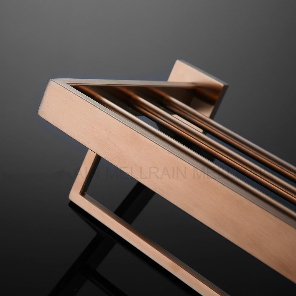 Accesorios de baño de Oro Rosa Cepillado Accesorios de baño Cuadrados Soporte de Papel higiénico Soporte de Toalla Barra Gancho para Bata Toallero, toallero 60 cm