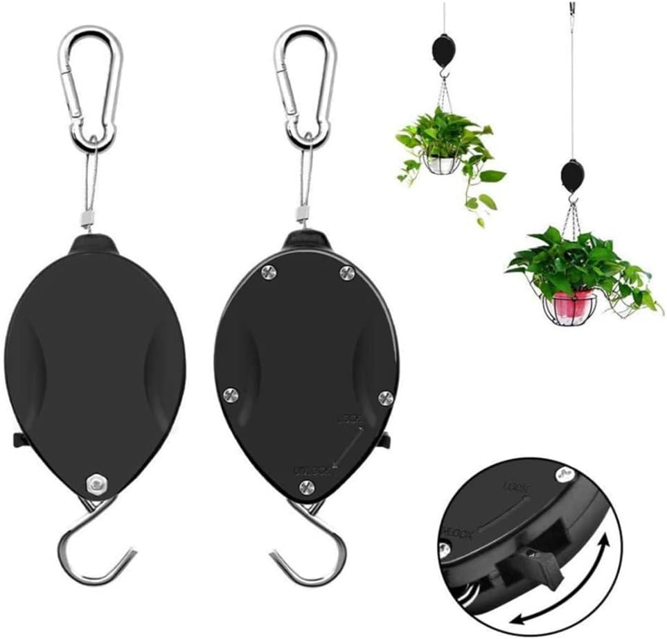 2Pcs Retractable Plant Pulley Hanger with Metal Ceiling
