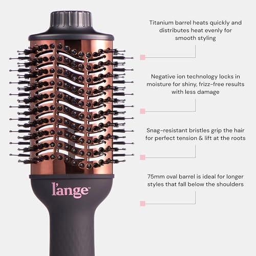 L'ANGE HAIR Le Volume 2-in-1 Titanium Blow Dryer Brush | Hot Air Brush for Hair Drying & Styling | Ionic Oval Barrel for Smooth, Frizz-Free Volume | (Black – 75mm) - Image 3