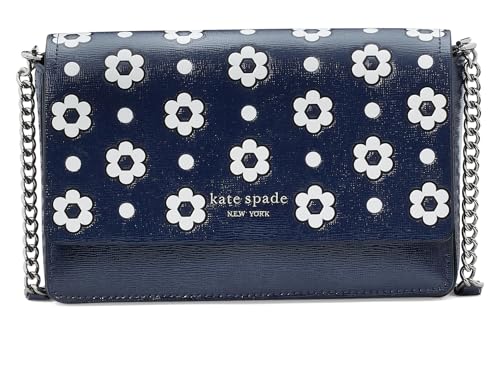 Kate Spade New York Morgan Daisy Dot Embossed Saffiano Leather Flap Chain Wallet, Parisian Navy Multi