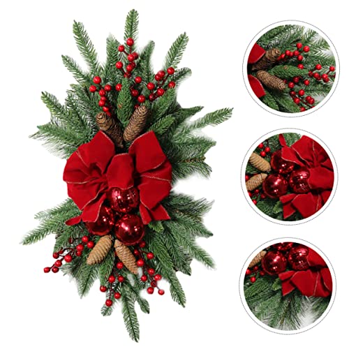 Couronne de Noël pour porte à éclairage LED intégré et feuillage dense - 7
