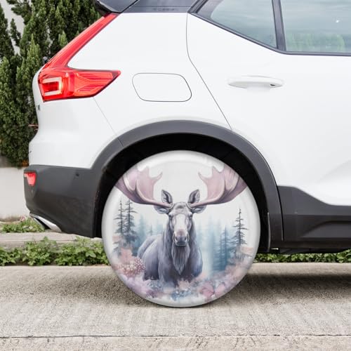 Image of Spare Tire Cover for RV Trailer, Moose Deer Nature Tire Covers Universal Fit for Travel Trailer Camper Jeep RV SUV Truck Waterproof Wheel Cover (16 inch for Diameter 29 inch - 31 inch)