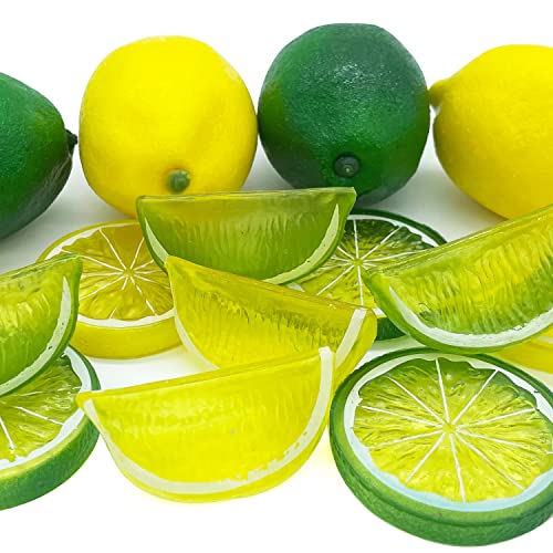Lorigun 26Pcs Fake Lemons Set, Artificial Lemon Limes Slices Blocks Plastic Faux Lemons For Kitchen Decoration Party Weddings Photography Prop Lemons #TOP3