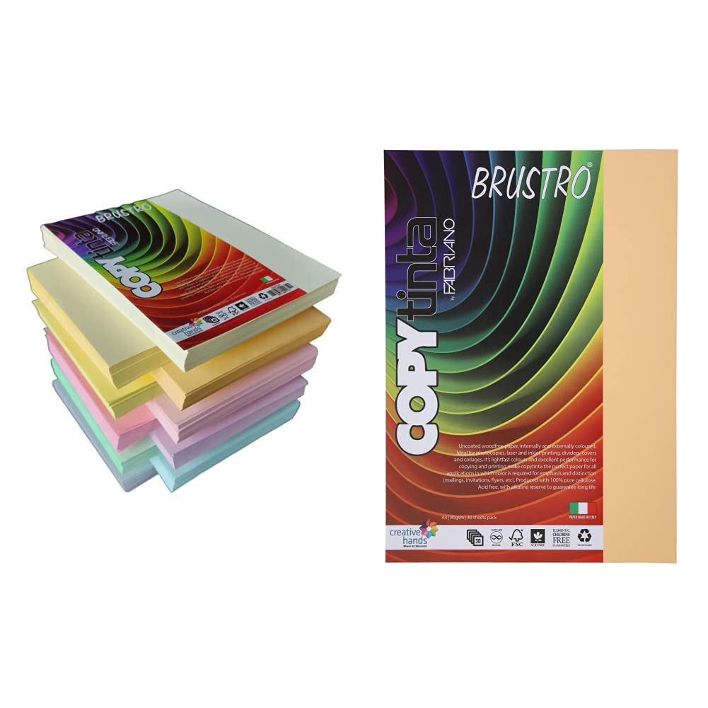 BRUSTRO Copytinta Coloured Craft Paper A4 Size 80 GSM, 40 Sheets Pack