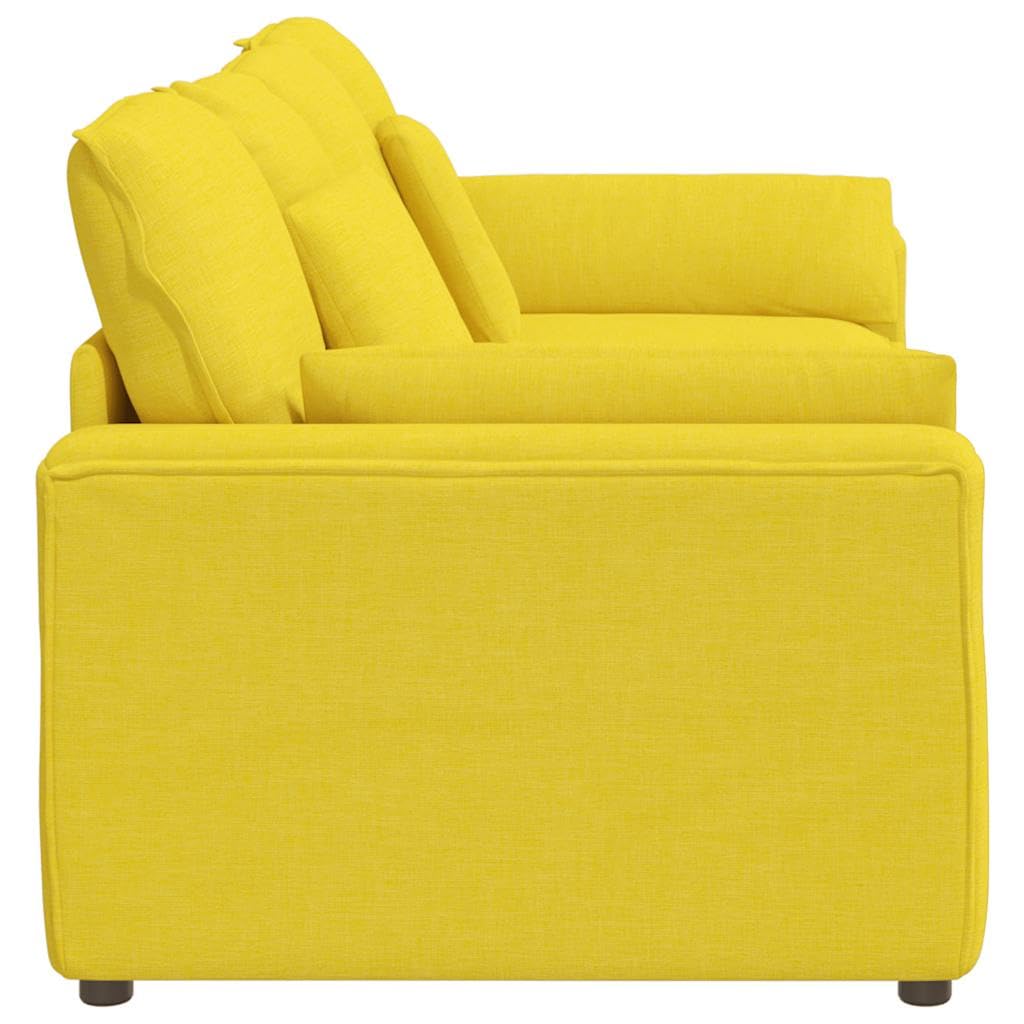 Sofá modular amarillo claro con cojín acolchado de tela y relleno de espuma, 224 x 105 x 64 cm, marco de metal, 2 piezas para salón, salón y cine en casa