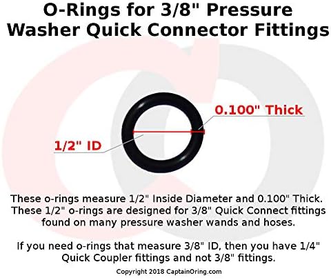 Miniatura 2 de Captain O-Ring - Juntas tóricas para lavadora a presión eléctrica para acoplador rápido de 38", EPDM (paquete de 10) juntas tóricas de 12" para
