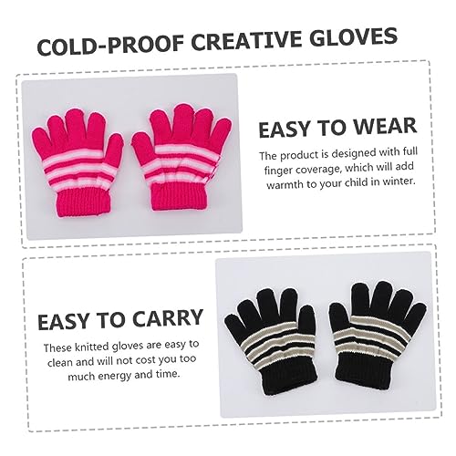 6Pairs Winter Gloves Neutral Warm Knitted Full Finger Mittens for Years Old Comfortable and for Boys for Outdoor Activities4