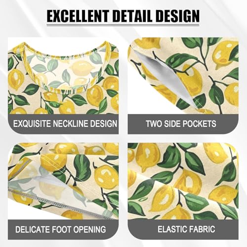 ALAZA Lemon Leaf Fruit Pajamas Short Sleeve 2 Piece Sleepwear Top and Bottom Pajama Set Unisex4