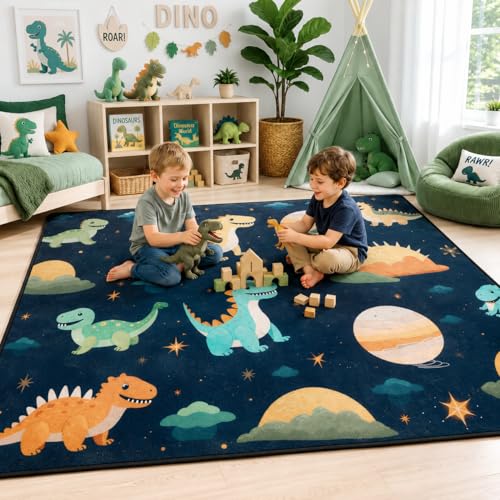 Nuloom Eamon Dinosaur Pet Friendly Machine Washable Kids Area Rug ...