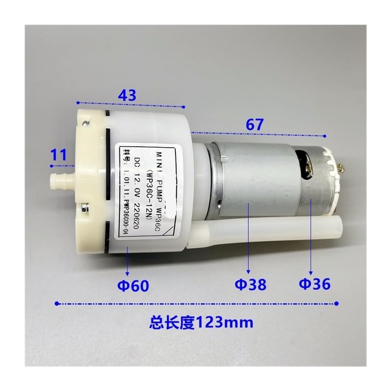 WP36C DC 12V 10L/M -60KPa Large Flow 555 Electronic Starter Vacuum Air Pump Negative Pressure Suction Diaphragm DIY