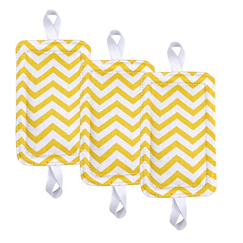 Image of Door Silencer Door Jammer Door Closer Cushion Nursery Door Silencer Door Latch Cover 3 Pack for Noise Reducing Quiet Doors Baby Toddler Safety 3.25 x 5.5 Inch (Yellow Chevron)