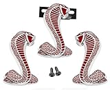 Mustang Cobra Snakes Chrome Red Fender & Grille Emblems