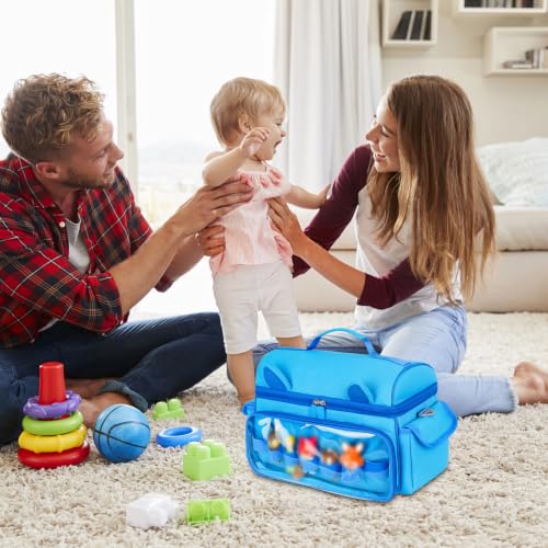 Image of Carrying Case Compatible with Toniebox Starter Set,Cute Storage Bag Fits for Tonies Figures Characters,Tonies Headphones & Accessories, Blue(Bag Only)